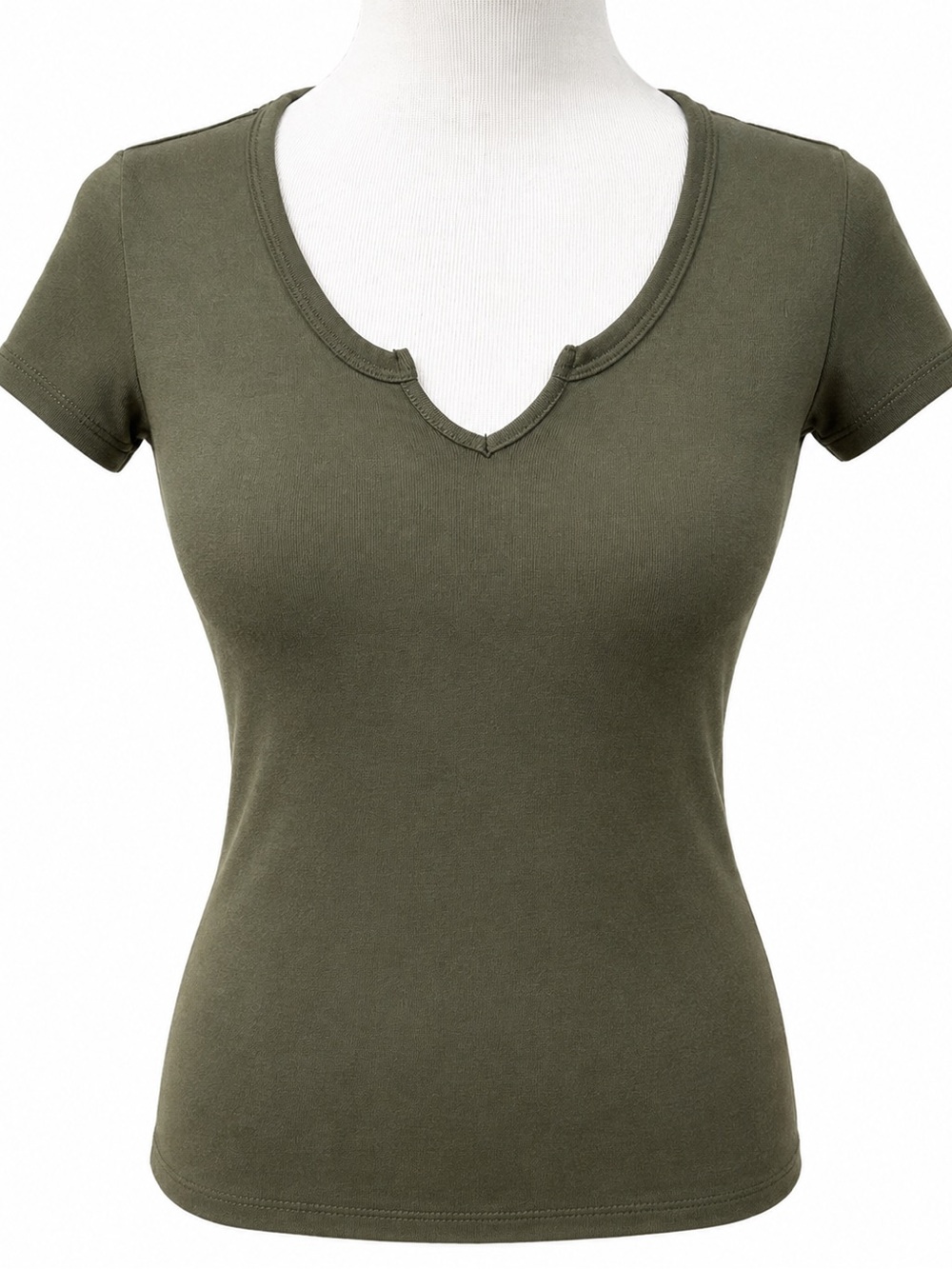 Frankee & Skylarr Women's Olive Green V-Neck Short Sleeve Tee